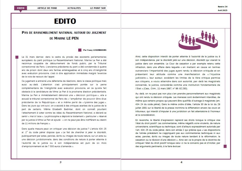 Capture d'écran double page revue d'actualités